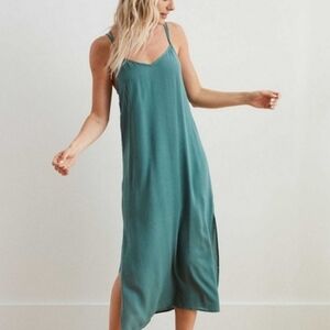 aerie Teal Green Maxi Slip Dress